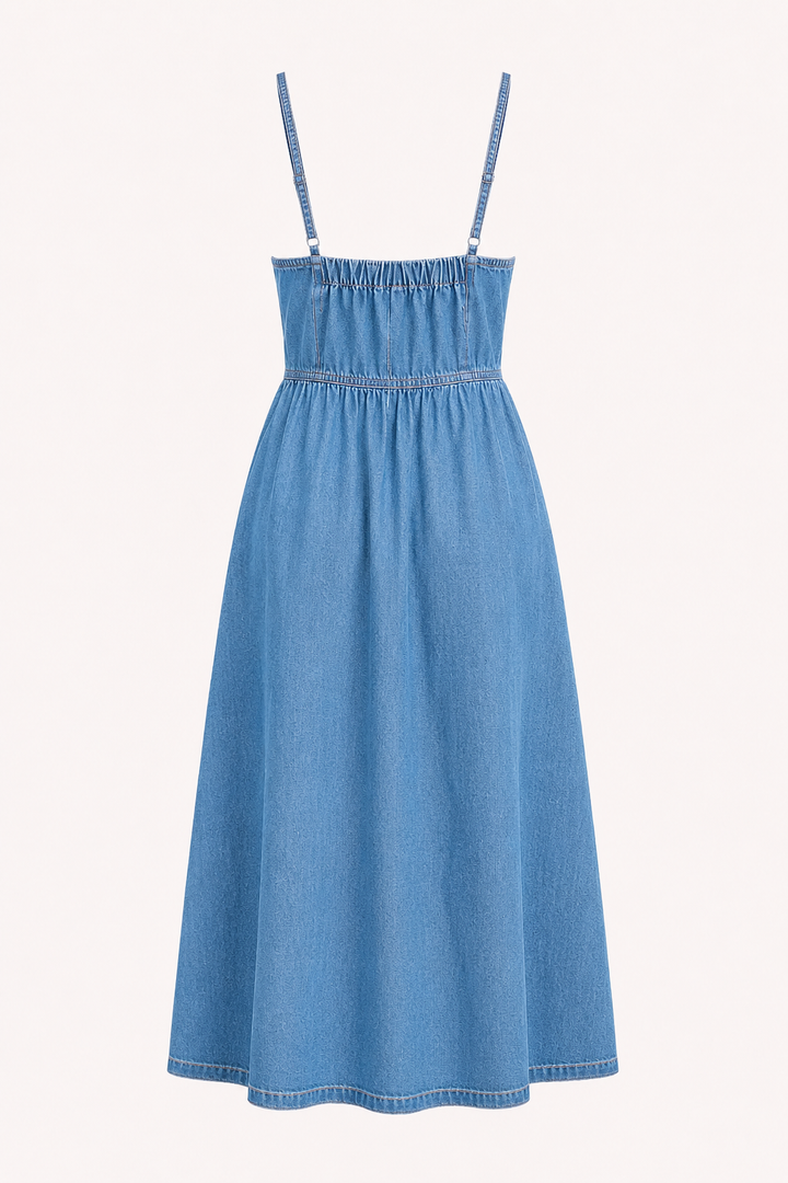 Vestido vaquero midi mujer botones - Hanneli