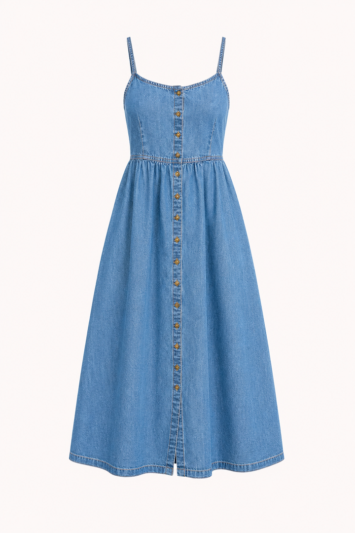 Vestido vaquero midi mujer botones - Hanneli