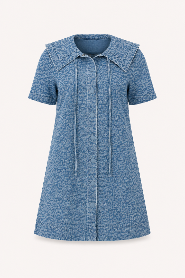 Vestido denim corto mujer cuello marinero - Paula