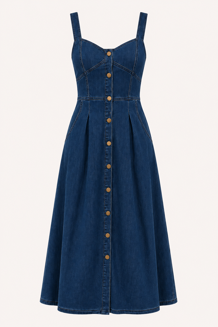 Vestido denim midi mujer tirantes anchos - Brigitte