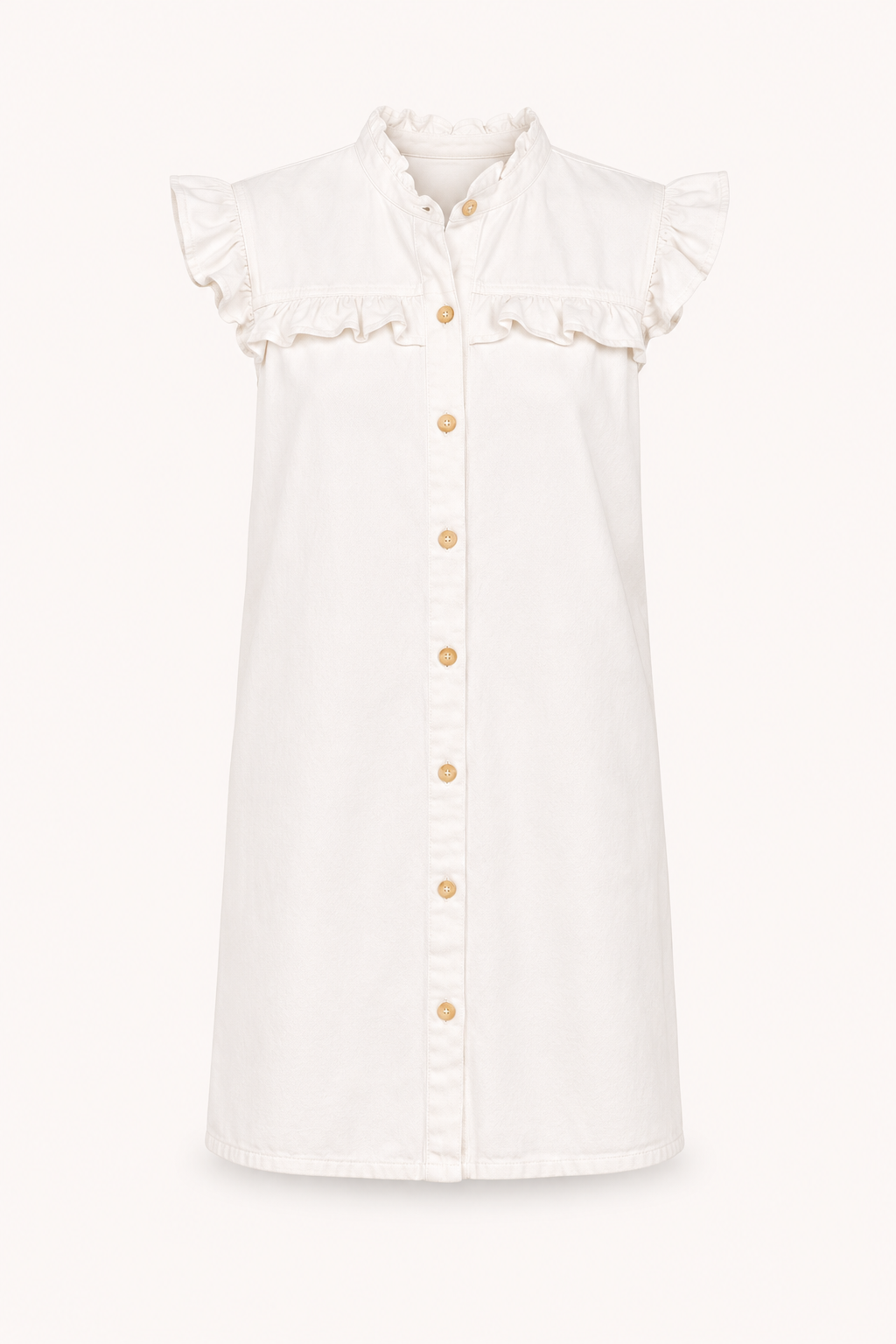 Vestido corto mujer denim volantes botones casual - Meike