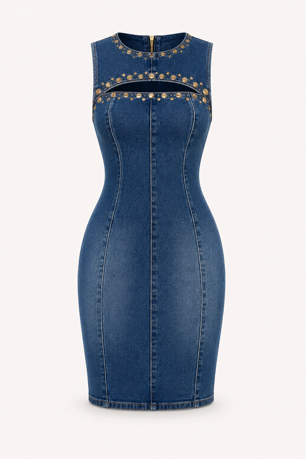 Vestido denim corto mujer detalles metálicos - Karol
