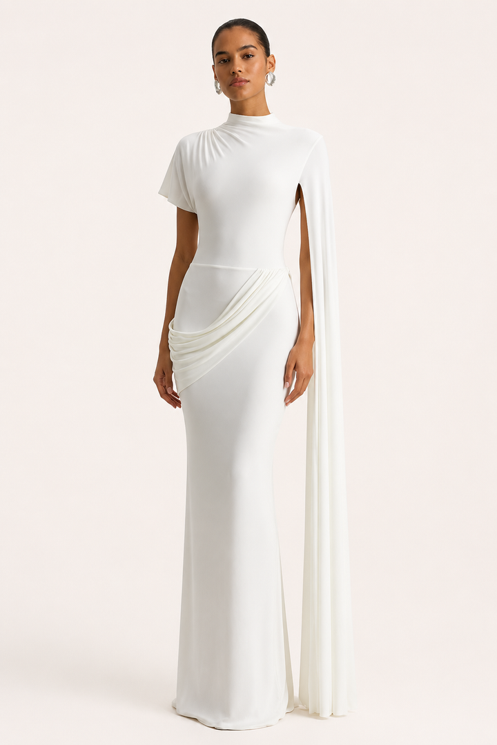 Vestido largo mujer gala elegante cuello alto - Mirna