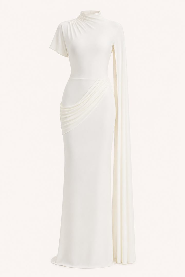 Vestido largo mujer gala elegante cuello alto - Mirna