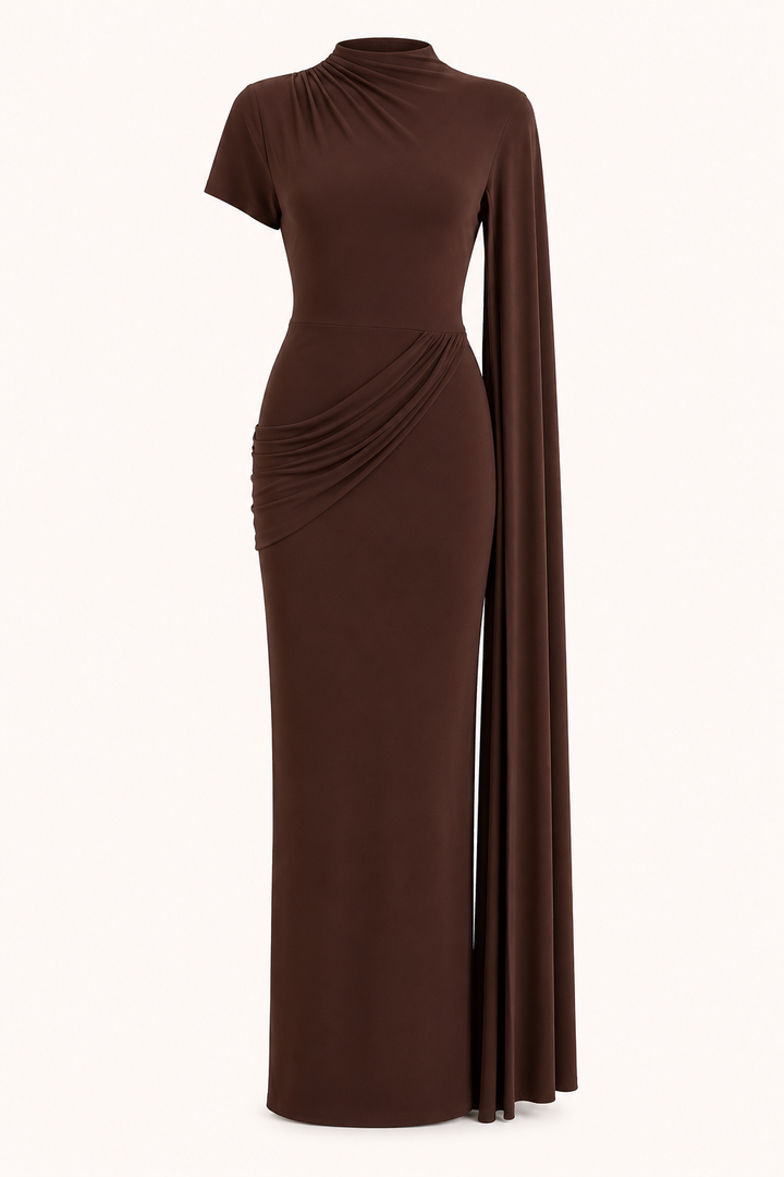 Vestido largo mujer gala elegante cuello alto - Mirna