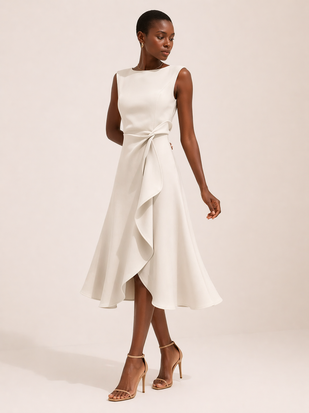 Vestido midi mujer elegante entallado abertura - Mireia