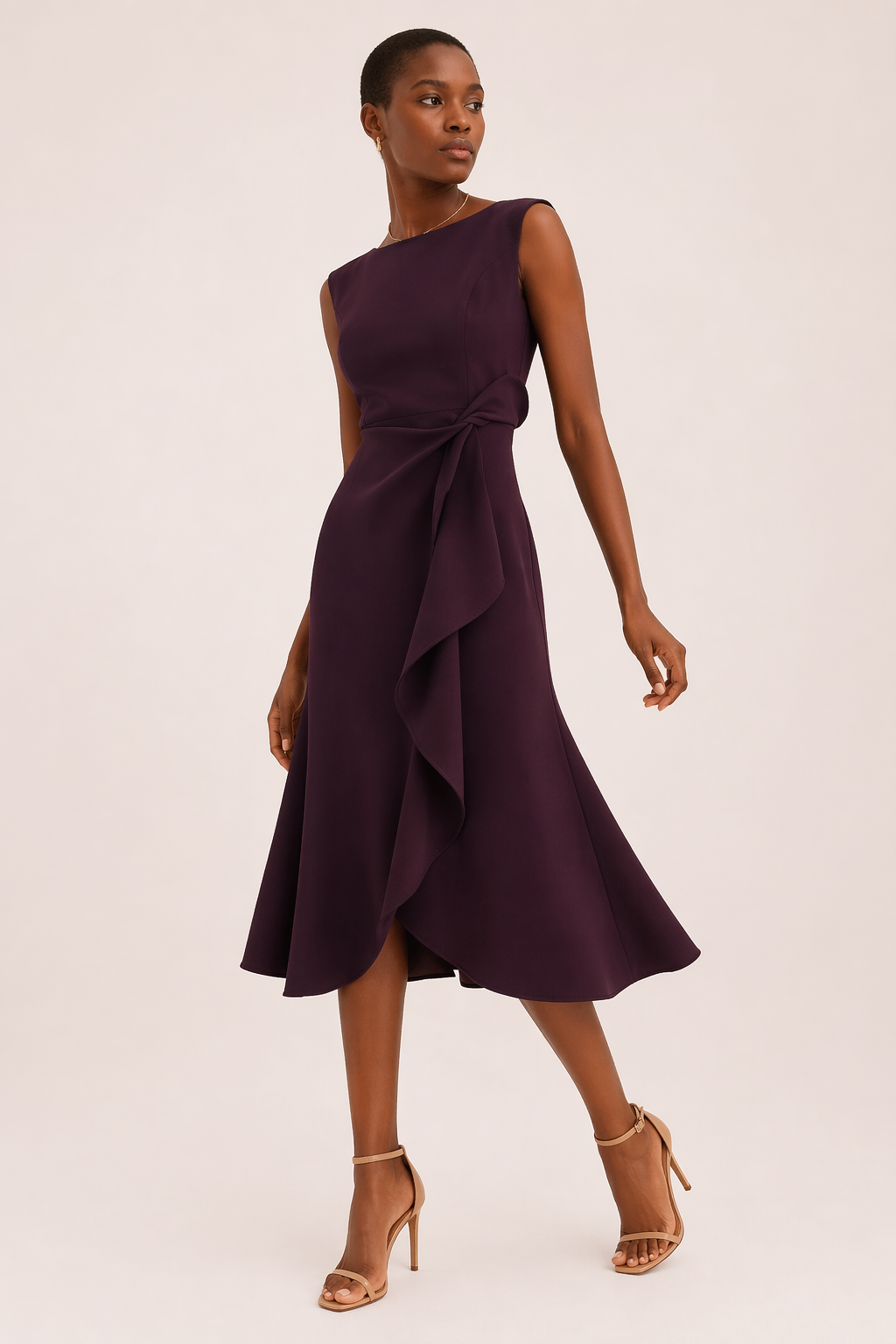 Vestido midi mujer elegante entallado abertura - Mireia