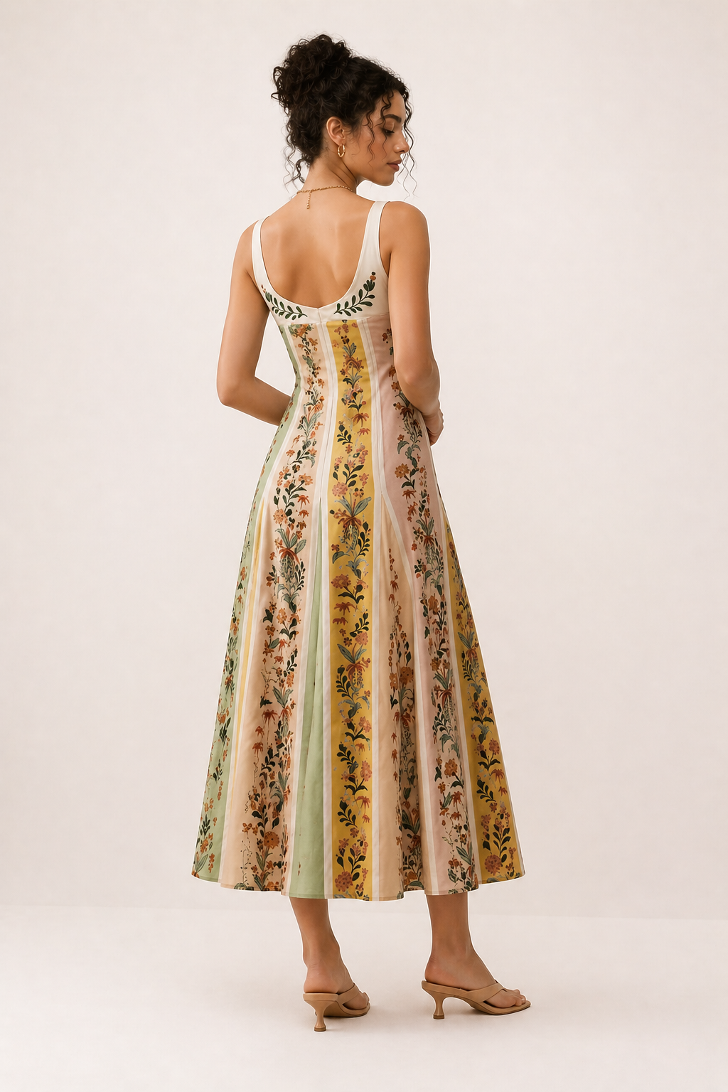 Vestido midi mujer tirantes estampado floral corte entallado verano - Lorena