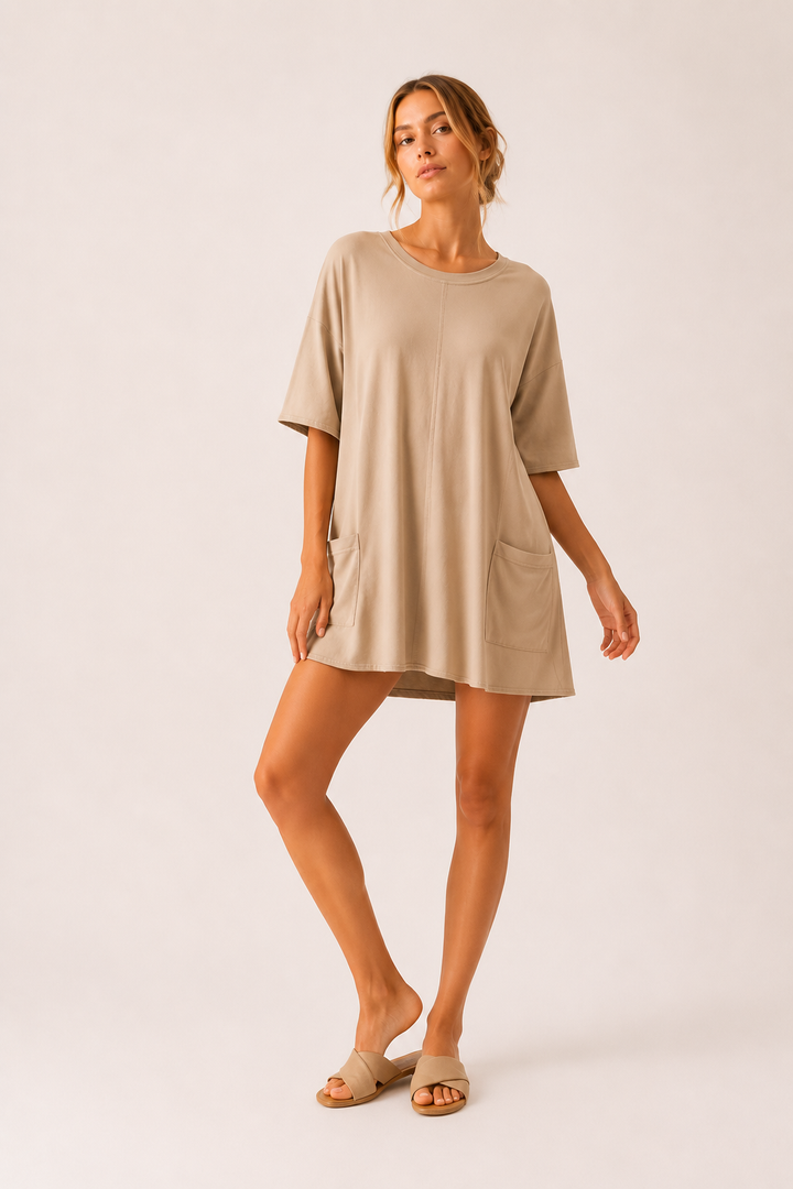 Jumpsuit corto mujer manga corta bolsillos - Hanneli