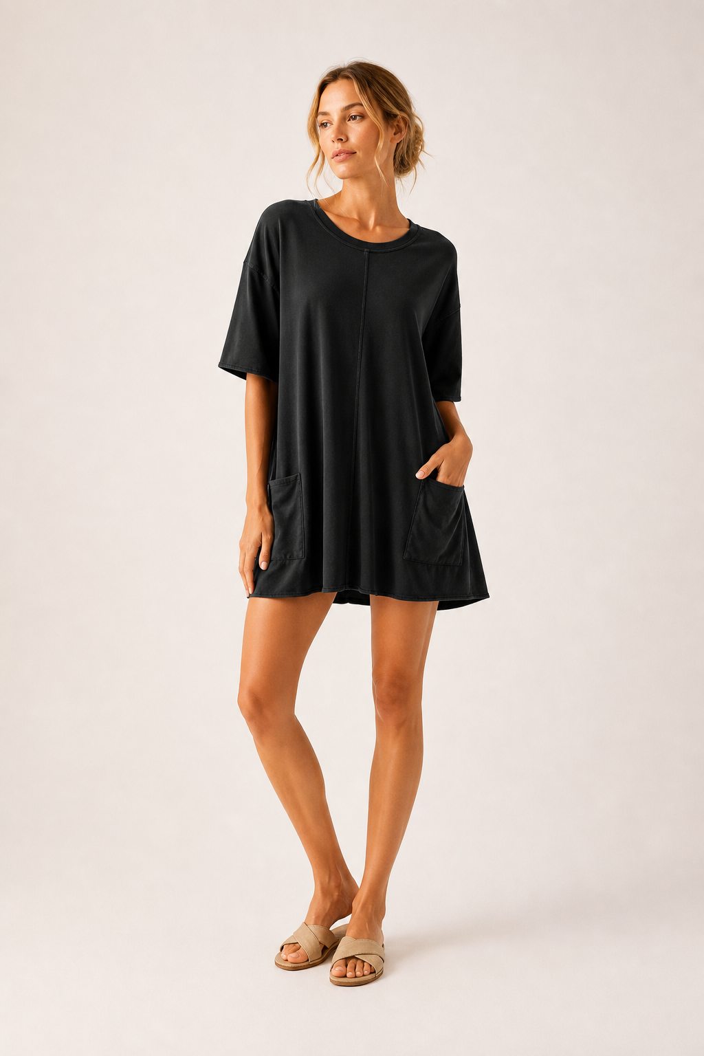 Jumpsuit corto mujer manga corta bolsillos - Hanneli