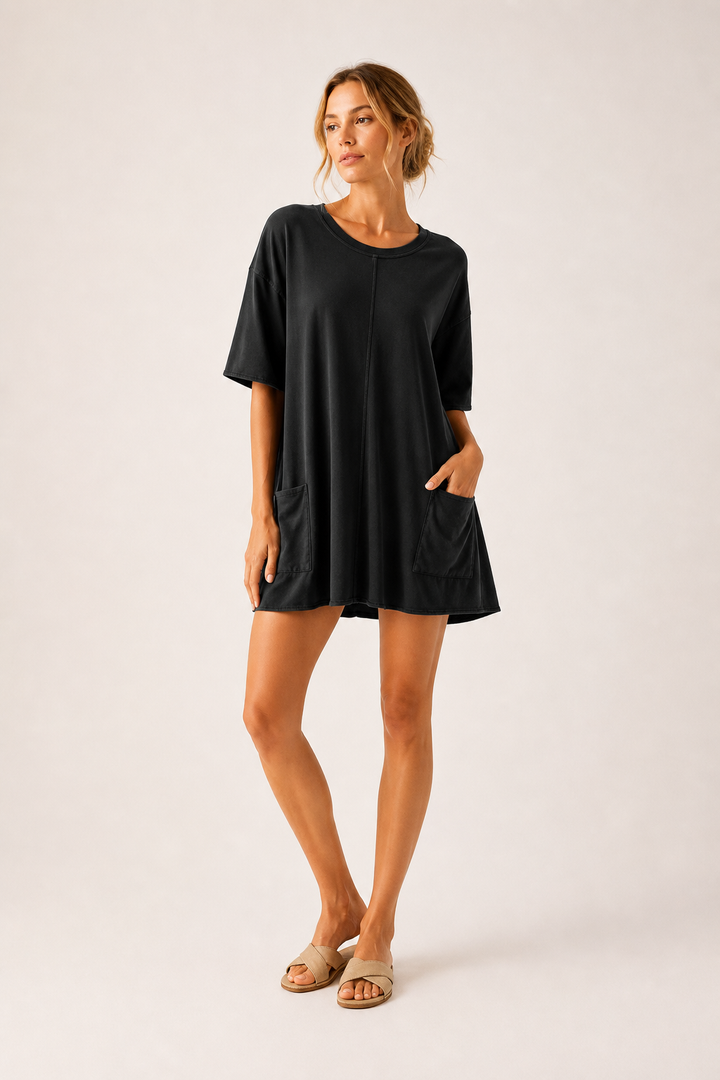 Jumpsuit corto mujer manga corta bolsillos - Hanneli