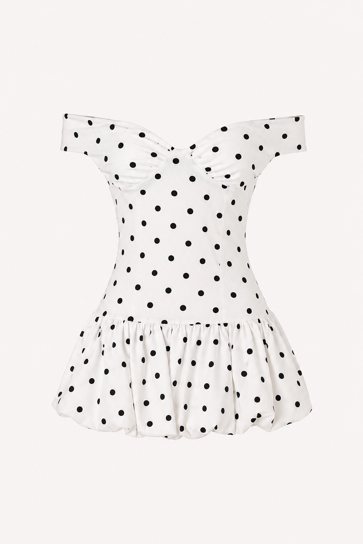 Vestido corto mujer lunares hombros descubiertos - Mila