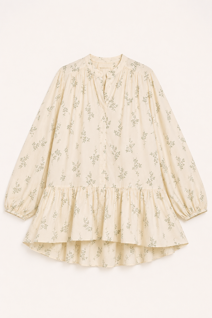 Vestido corto mujer estampado floral manga larga ligero - Amelie