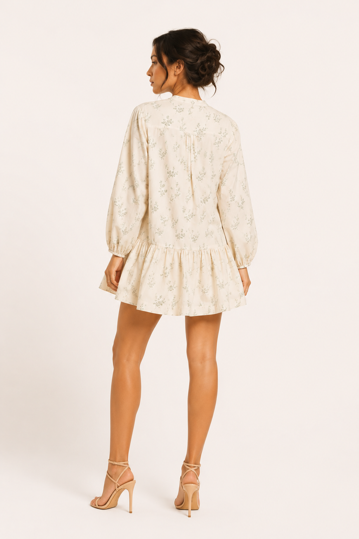 Vestido corto mujer estampado floral manga larga ligero - Amelie