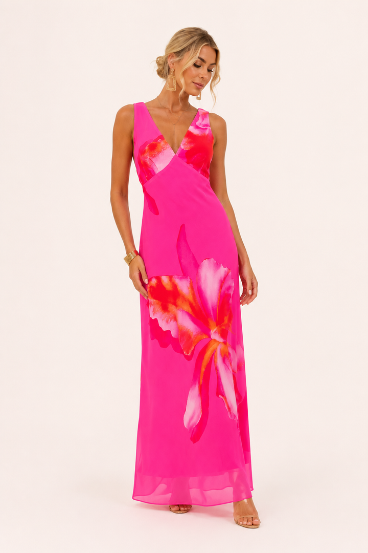 Vestido largo mujer estampado floral escote cruzado verano - Soraya