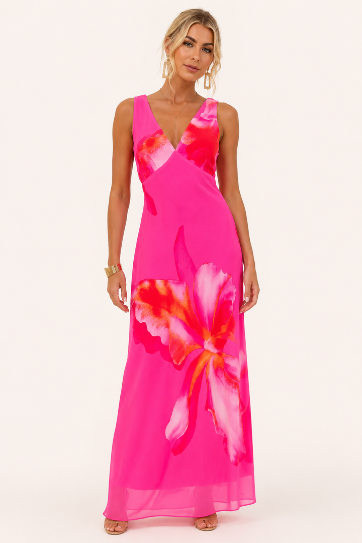 Vestido largo mujer estampado floral escote cruzado verano - Soraya