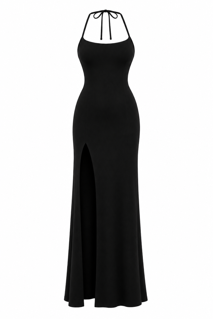 Vestido largo mujer abertura lateral espalda descubierta elegante - Kiara