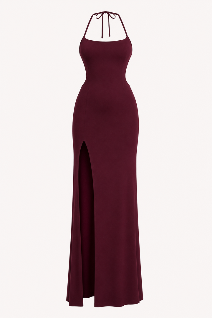Vestido largo mujer abertura lateral espalda descubierta elegante - Kiara