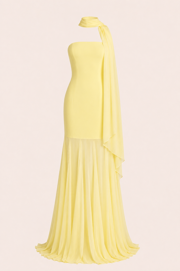 Vestido largo mujer elegante ajustado efecto sirena - Marlene