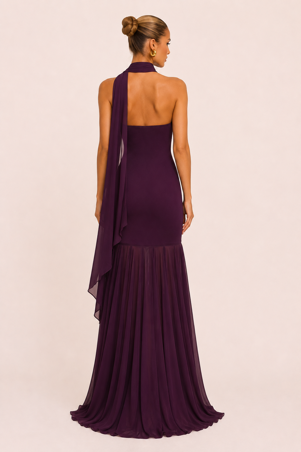 Vestido largo mujer elegante ajustado efecto sirena - Marlene