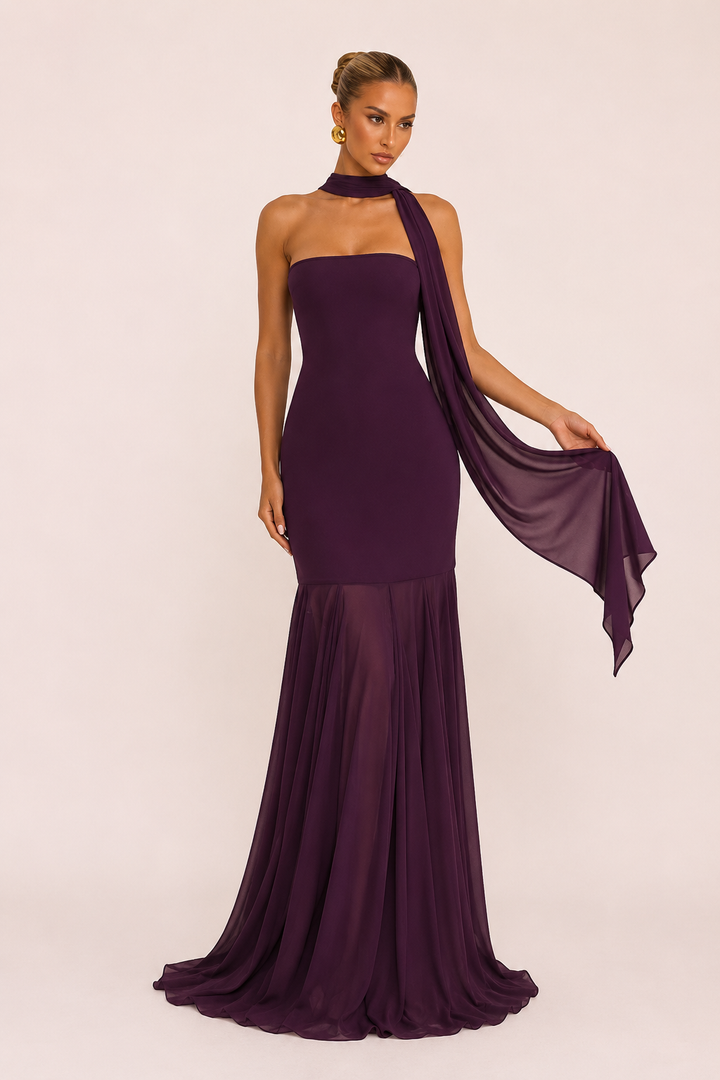 Vestido largo mujer elegante ajustado efecto sirena - Marlene