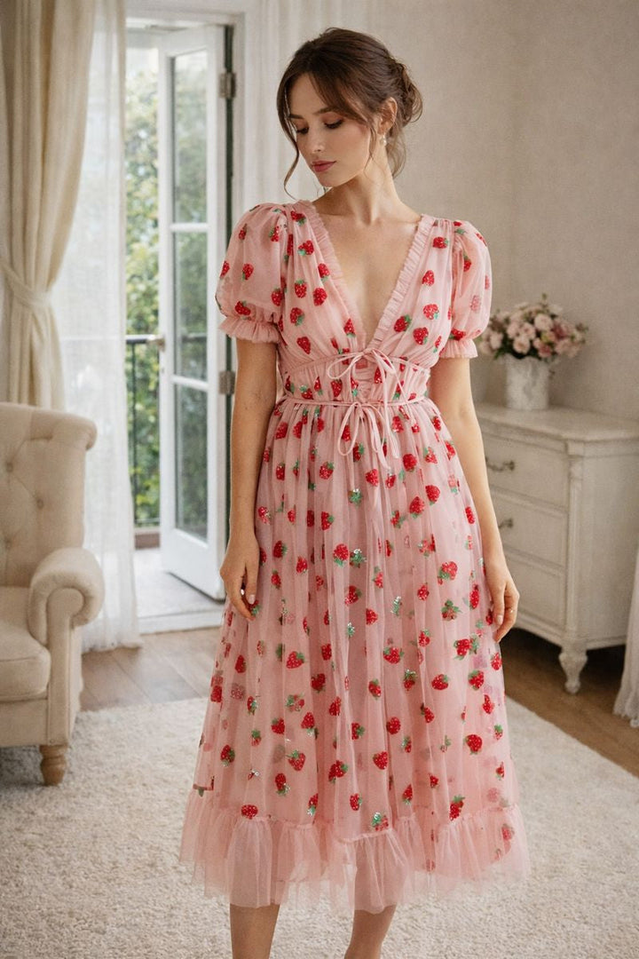 Vestido de tejido tul bordado para mujer - Eda