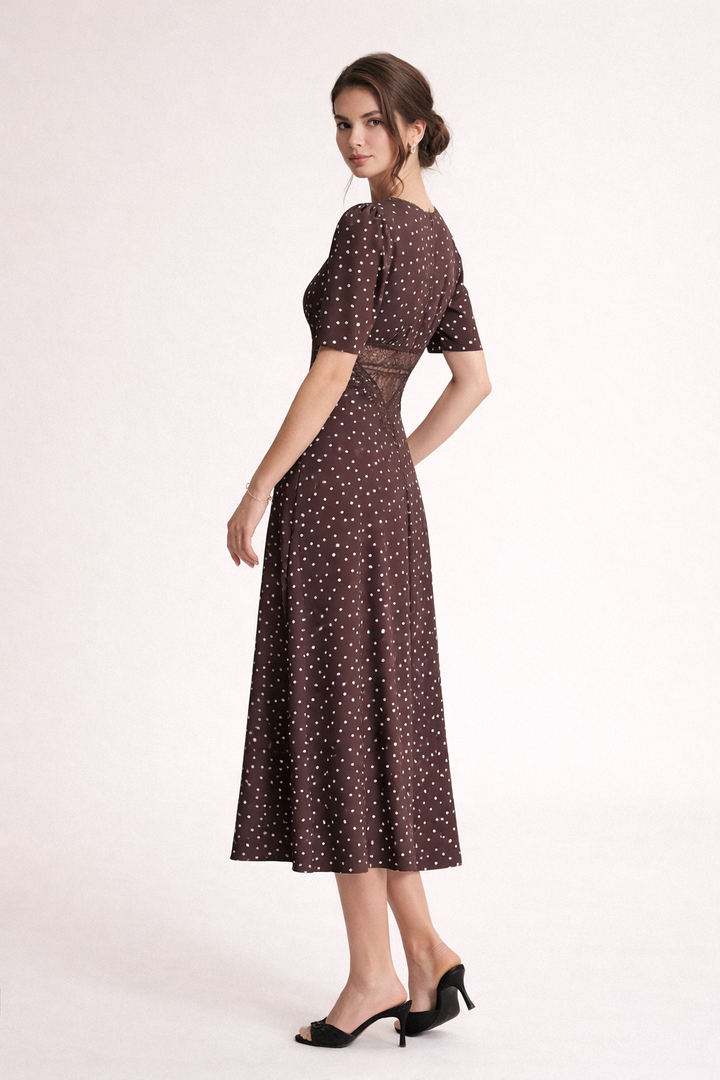Vestido midi lunares mujer escote V - Mechthild