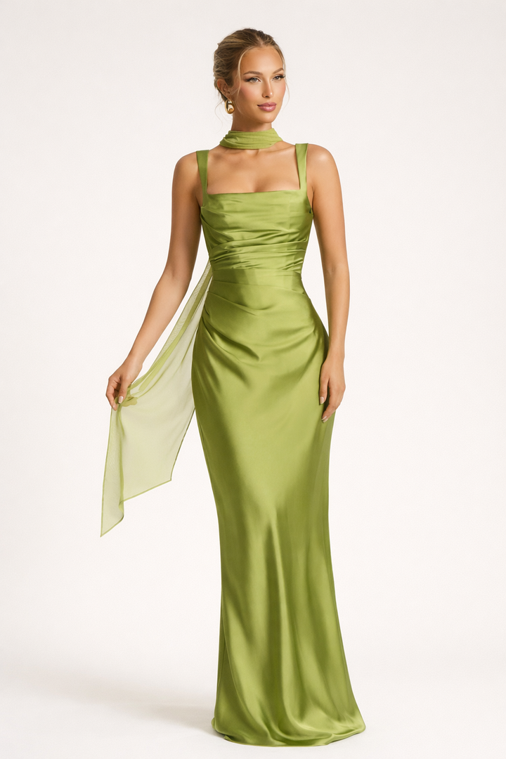 Vestido largo elegante mujer de corte ajustado sin mangas - Astrid