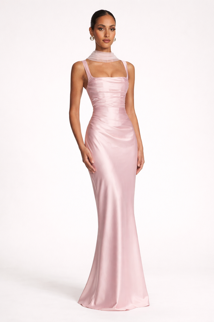 Vestido largo elegante mujer de corte ajustado sin mangas - Astrid