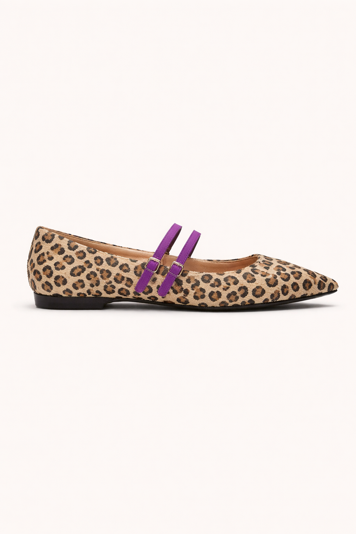 Bailarinas mujer punta fina tiras estampado leopardo - Rivena
