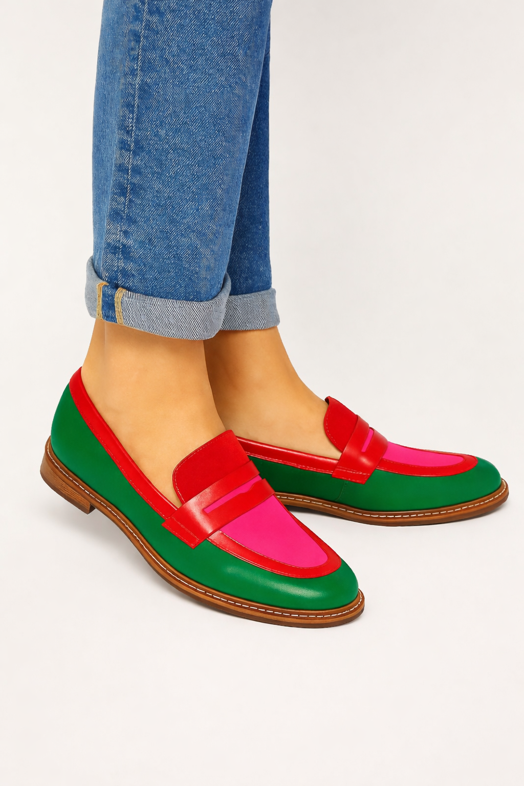 Zapatos loafers combinado en colores vivos para mujer - Nadine