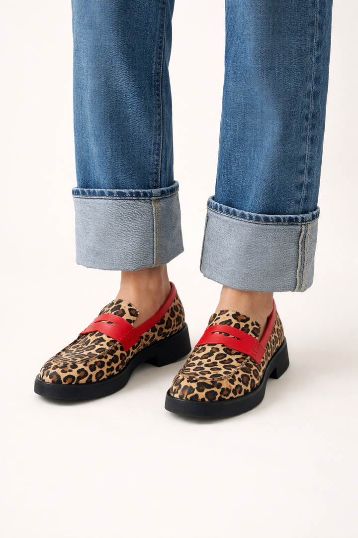 Mocasines mujer plataforma estampado animal empeine banda - Sireva