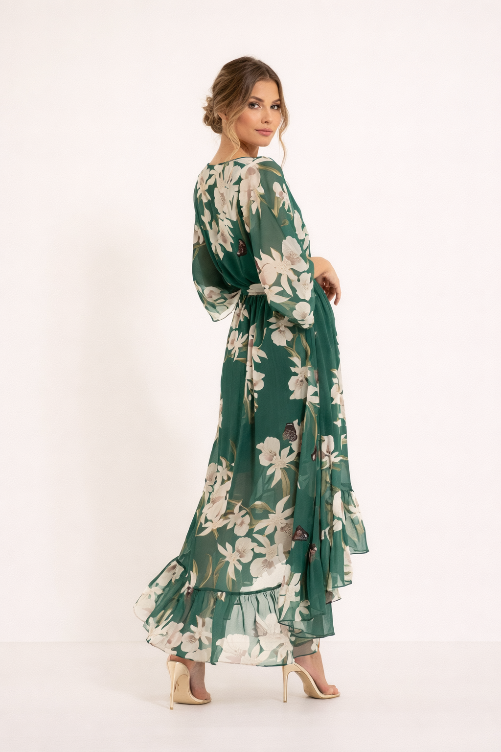 Vestido midi estampado floral de fiesta para mujer - Giulia