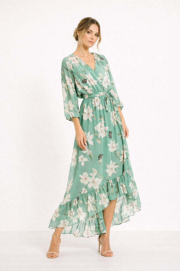 Vestido midi estampado floral de fiesta para mujer - Giulia