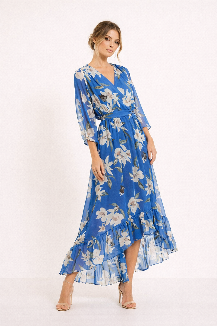 Vestido midi estampado floral de fiesta para mujer - Giulia