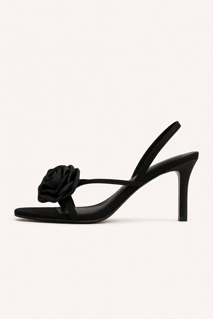 Sandalias de tacón con flor para fiesta para mujer - Kiara