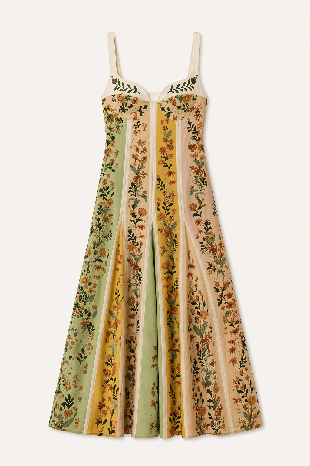 Vestido midi mujer tirantes estampado floral corte entallado verano - Lorena