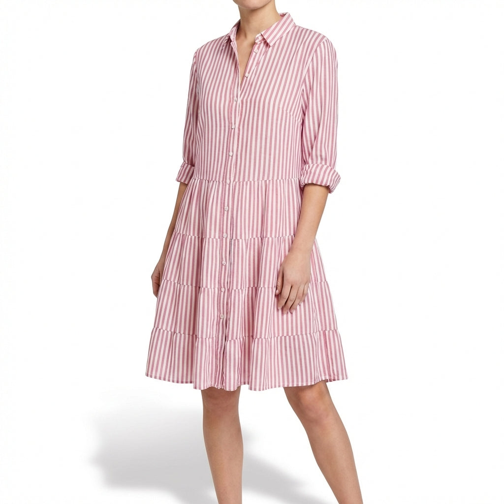 Emilia | Vestido Camisero Rayas Escalonado Mujer