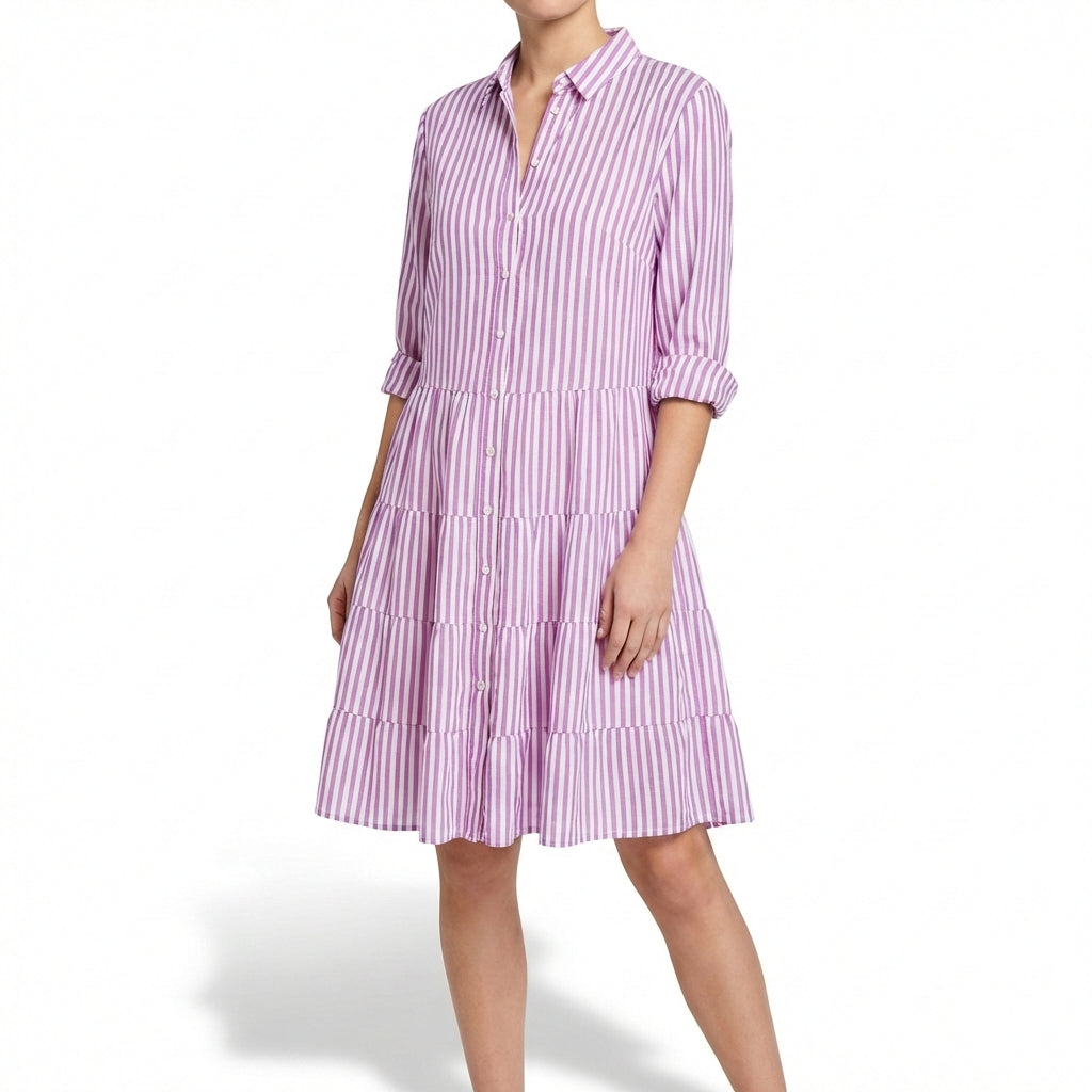 Emilia | Vestido Camisero Rayas Escalonado Mujer