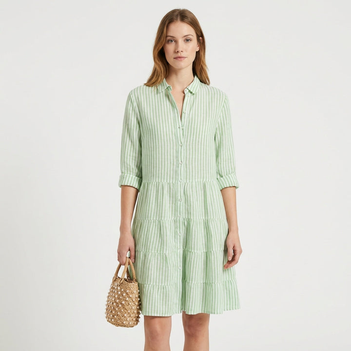 Emilia | Vestido Camisero Rayas Escalonado Mujer