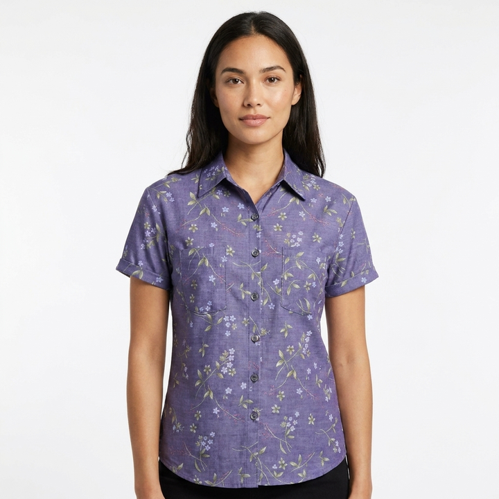 Flora | Camisa Estampada Manga Corta Mujer Casual