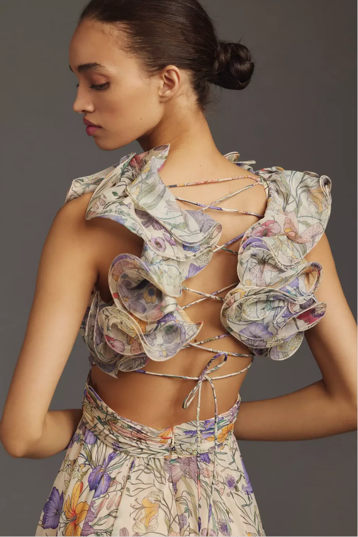 Julieta - Vestido Largo Plisado con Estampado Floral
