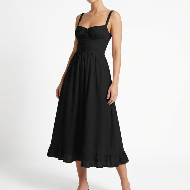 Jimena | Vestido Midi Tirantes con Volante Mujer