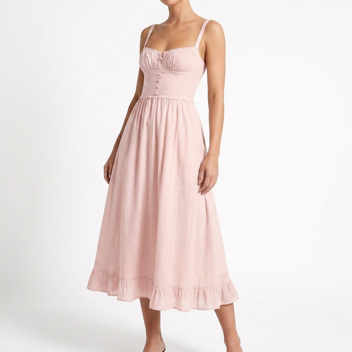 Jimena | Vestido Midi Tirantes con Volante Mujer