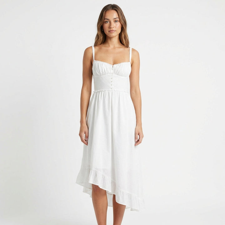 Jimena | Vestido Midi Tirantes con Volante Mujer