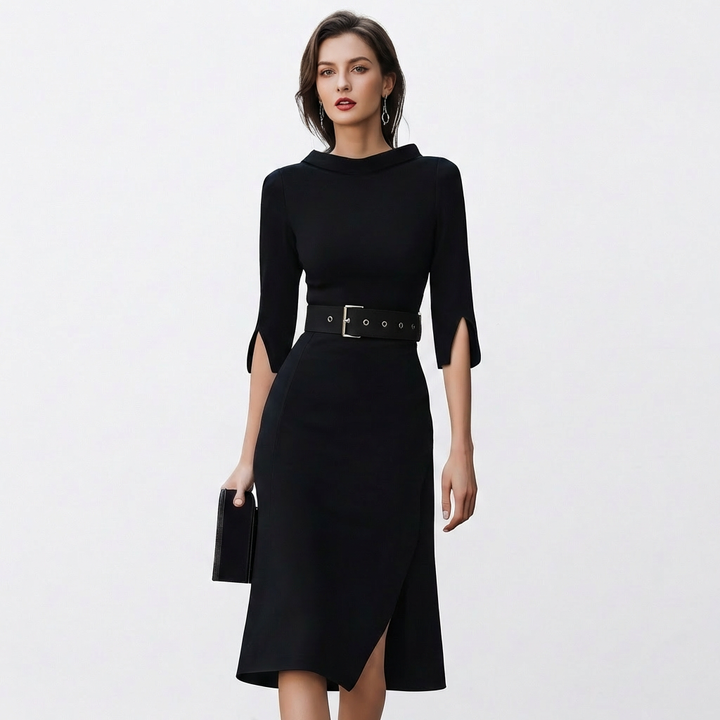 Laia | Vestido Midi con Cinturón Mujer Elegante