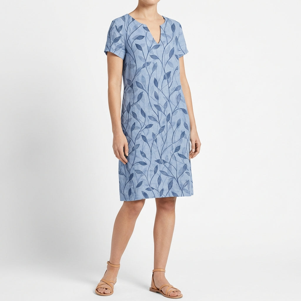 Laurel | Vestido Recto Estampado Hojas Mujer Casual
