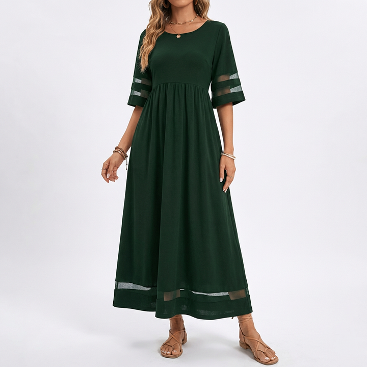 Lucía | Vestido Largo Detalle Malla Mujer Elegante