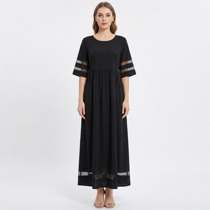 Lucía | Vestido Largo Detalle Malla Mujer Elegante