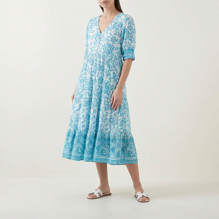 Marina | Vestido Largo Floral Escote V Mujer Boho